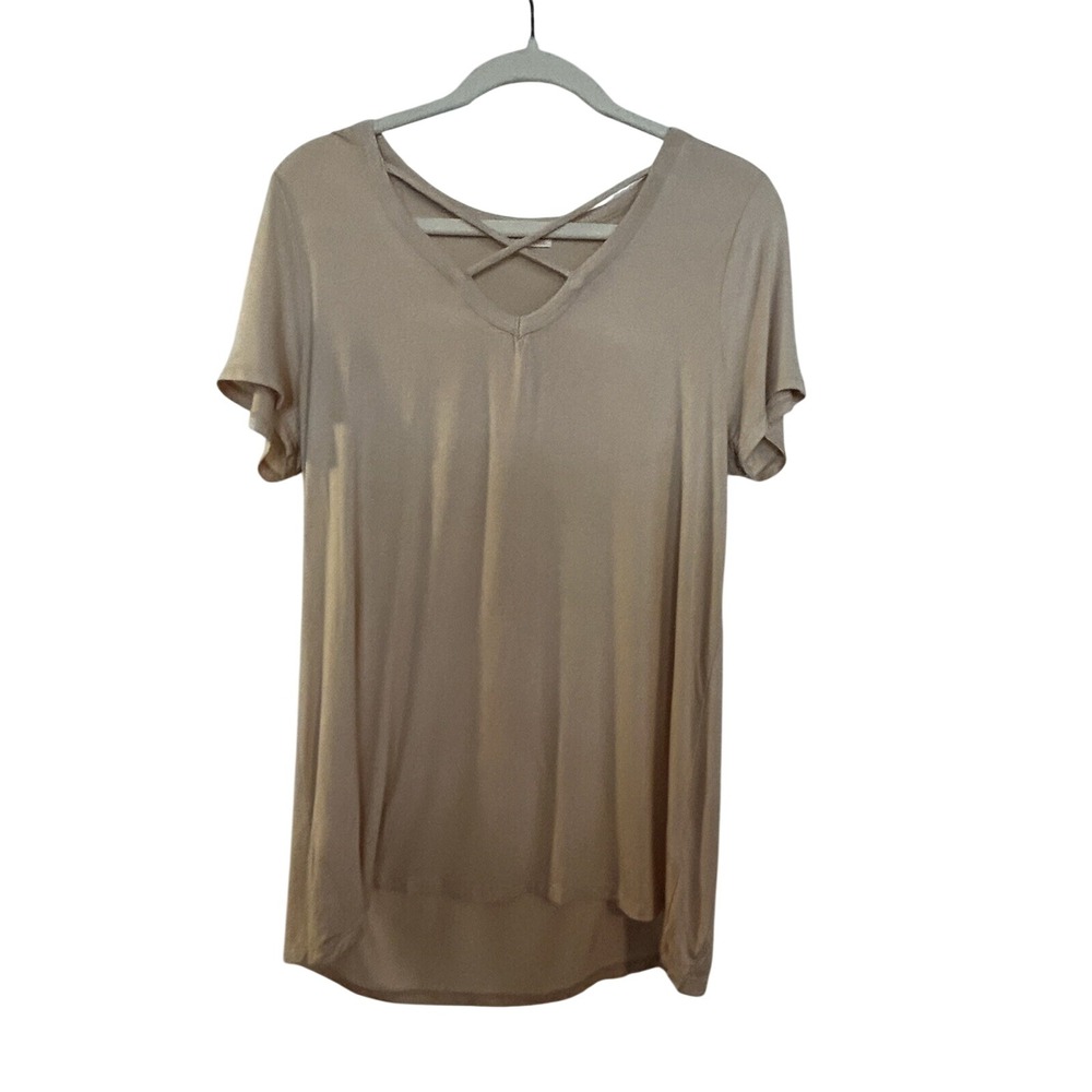 The Pulse Boutique criss cross top pink blush tee XL EUC Barbiecore
